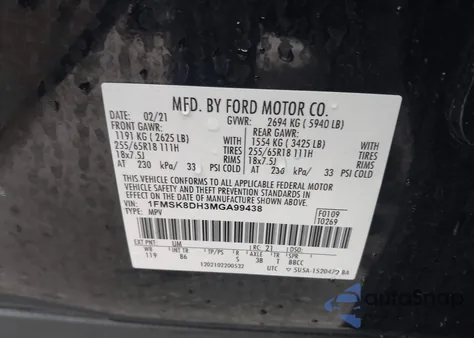 2021 Ford Explorer Xlt from USA, damaged, VIN 1FMSK8DH3MGA99438